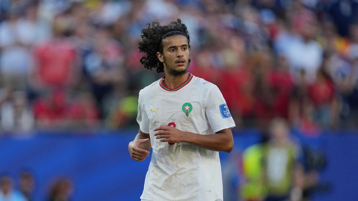 Morocco's Ayyoub Bouaddi (6) uns into position during the World Cup Group C soccer match between Scotland and Morocco in Foxborough, Mass., near Boston, Friday, June 19, 2026