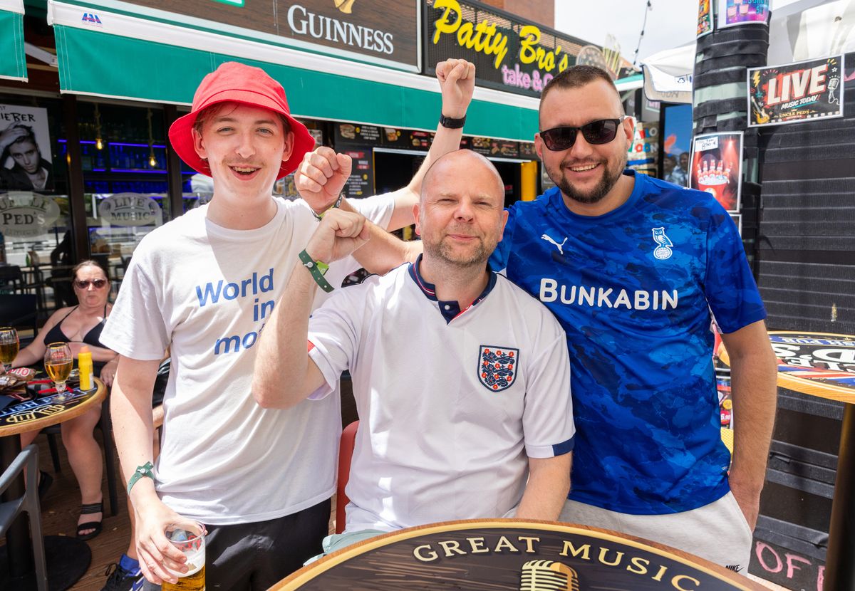 Fans Liam Allum, Ricky Cropper and Sean Anderson will watch the action in Benidorm