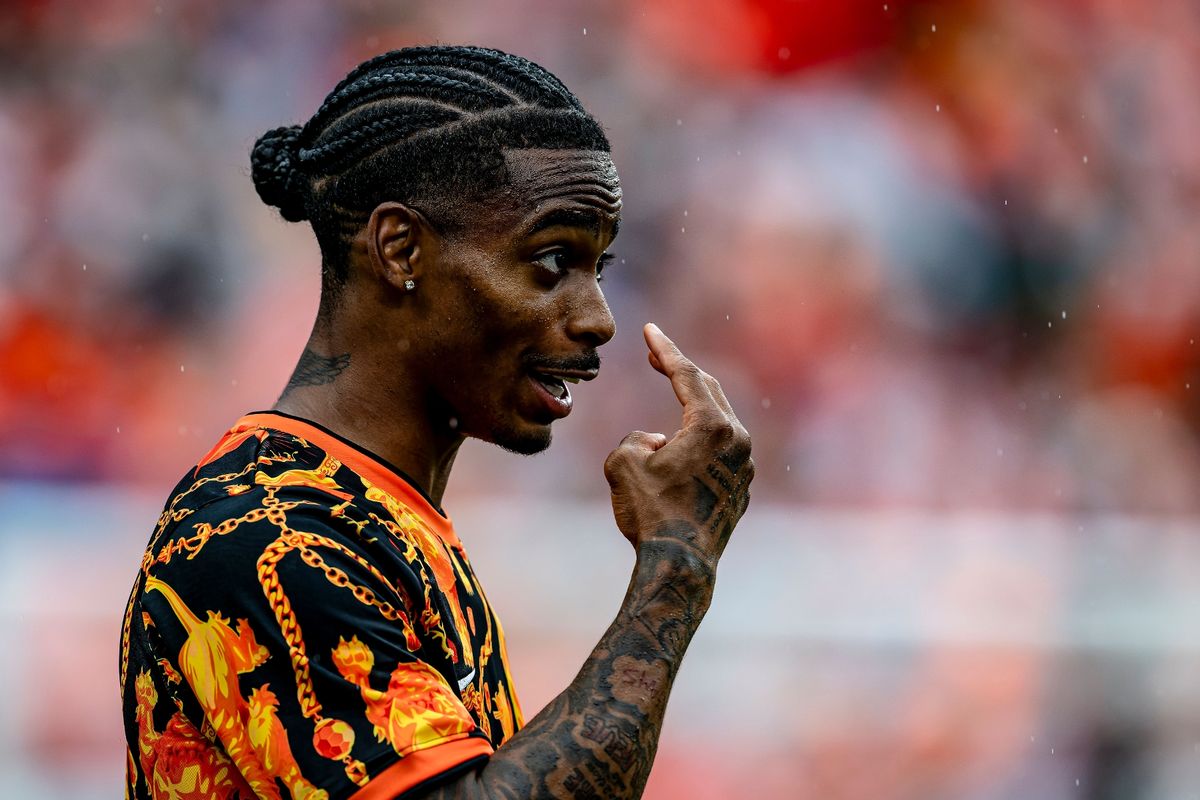 Crysencio Summerville of the Netherlands during the 2026 World Cup at Arrowhead Stadium on June 25, 2026, in Kansas City, United States.