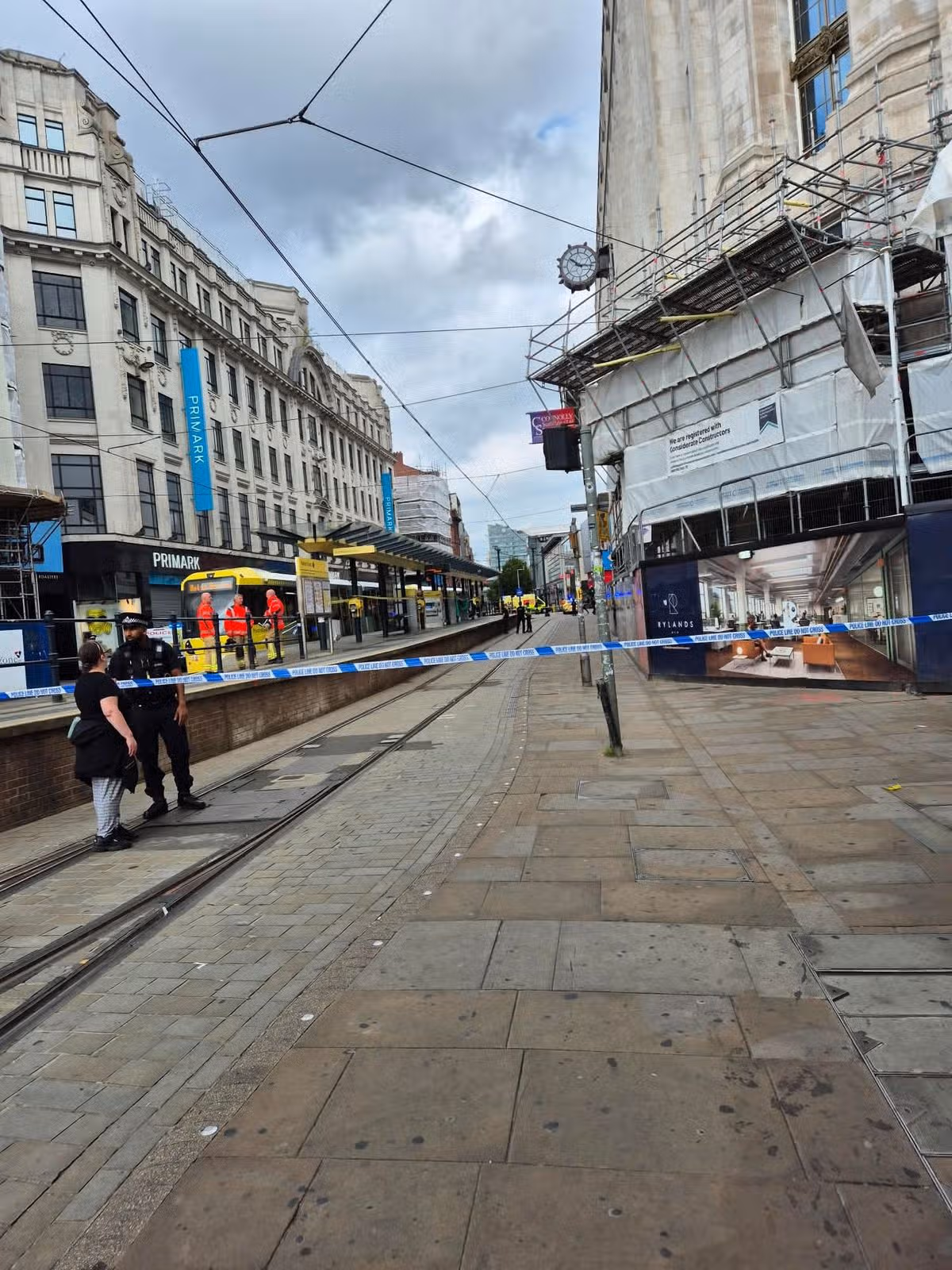 A cordon at the Market Street tram stop