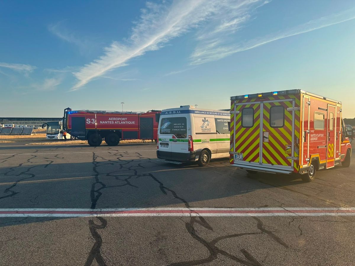 Emergency services were on the runway when the plane landed