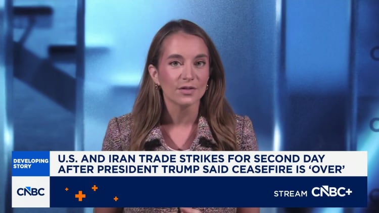 U.S. and Iran trade strikes for second day after President Trump said ceasefire is 'over'