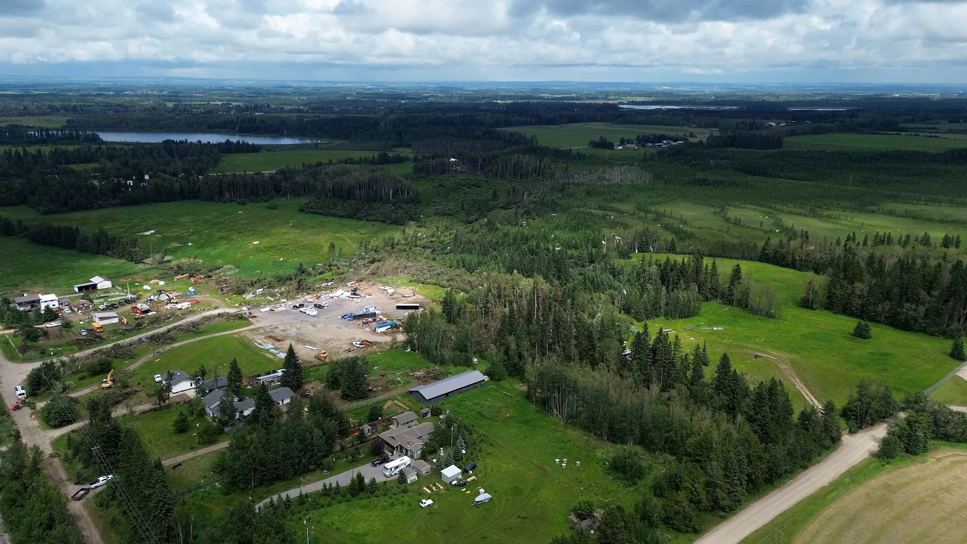 Connor O’Donovan- Damage from the storm is seen just southeast of the town of Rocky Mountain House
