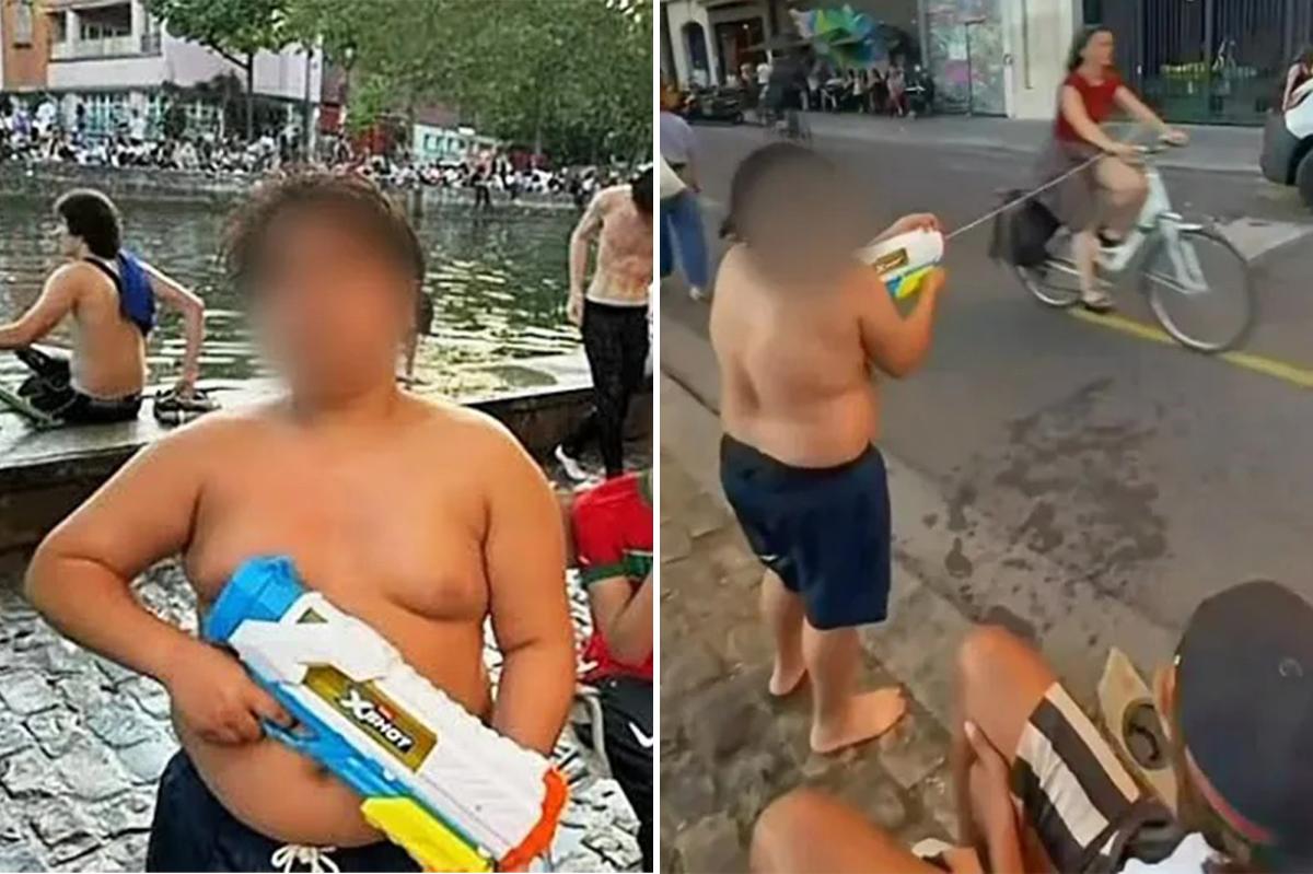 Water-gun wielding menace Hamza, 14, accused of terrorizing Paris tourists and cyclists as he's arrested 2 times in one week