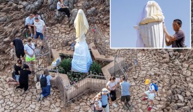 Virgin Mary statue defaced and set on fire at world-famous Catholic pilgrimage site