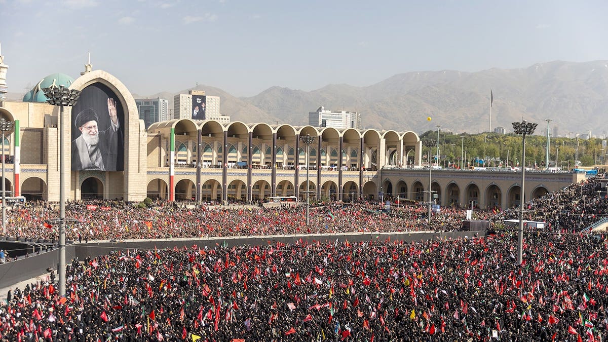 Crowd gathered for farewell ceremony for thelate Iranian Ayatollah Ali Khamenei
