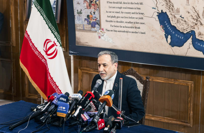 Iran's Foreign Minister Abbas Araghchi attends a press conference at the Iranian embassy on May 15, 2026 in New Delhi, India.