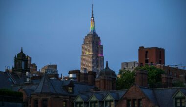 Masked Trespassers Unfurl Banner At Top Of Empire State Building