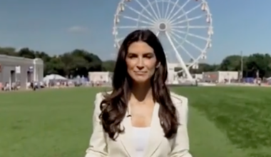 CNN’s Kaitlan Collins trolls Trump by reporting on the state fair by reporting in the middle of the empty field