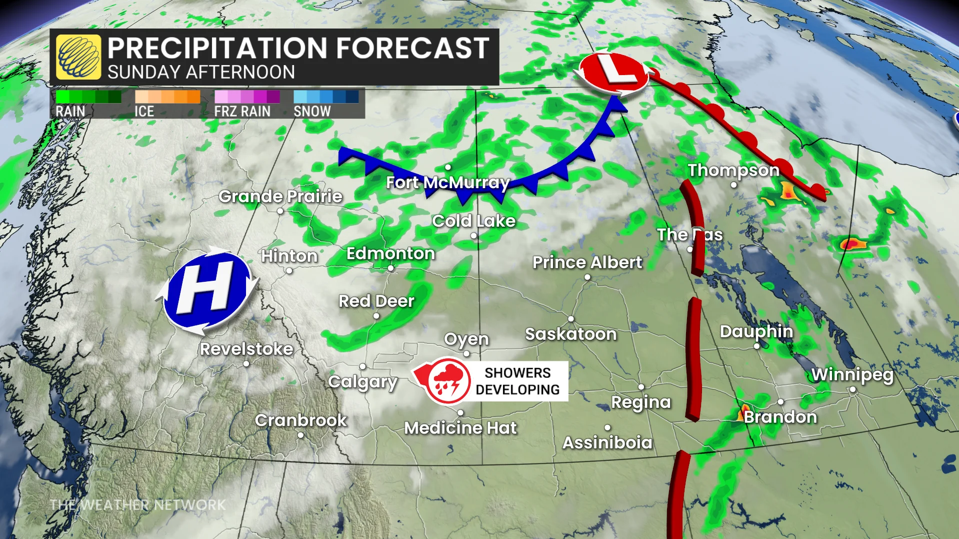 Alberta Friday afternoon forecast showers - July 3, 2026