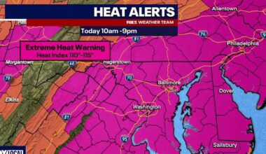 Severe Thunderstorm Warning issued for parts of VA, MD; DC sets record high on Fourth of July