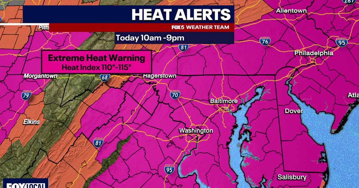 Severe Thunderstorm Warning issued for parts of VA, MD; DC sets record high on Fourth of July