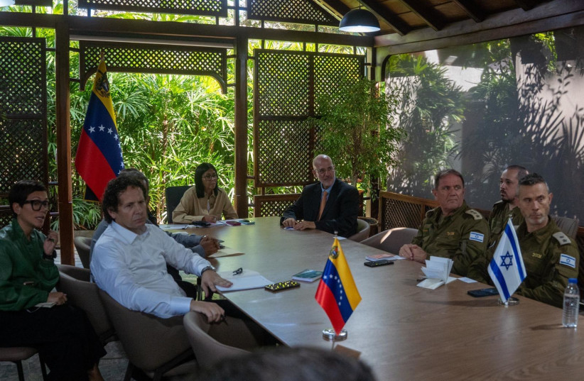 Israel's Foreign Ministry and aid delegation to Venezuela meets with interim president Delcy Rodriguez in Caracas, Venezuela, on July 8.
