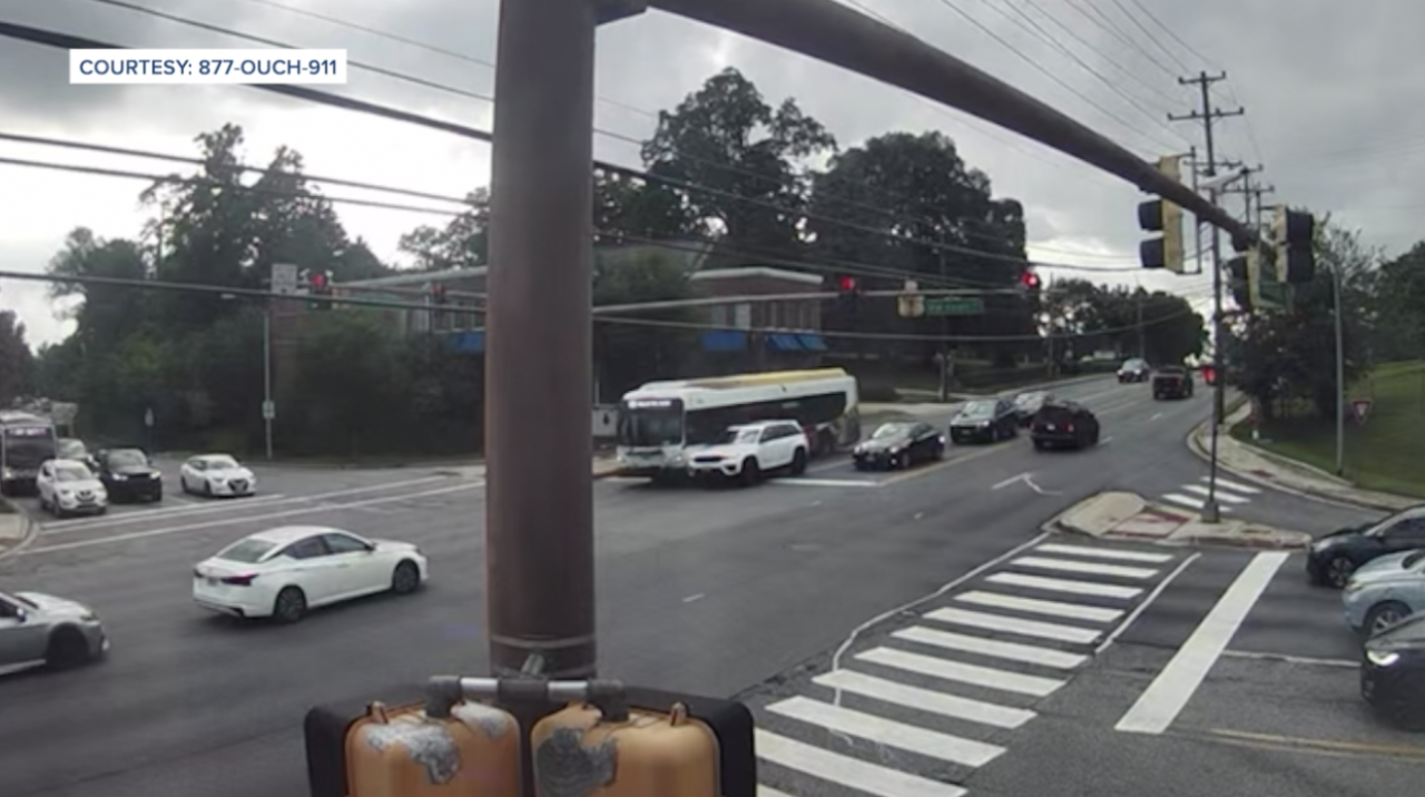 Surveillance footage of the MTA bus running the red light on Reisterstown Road