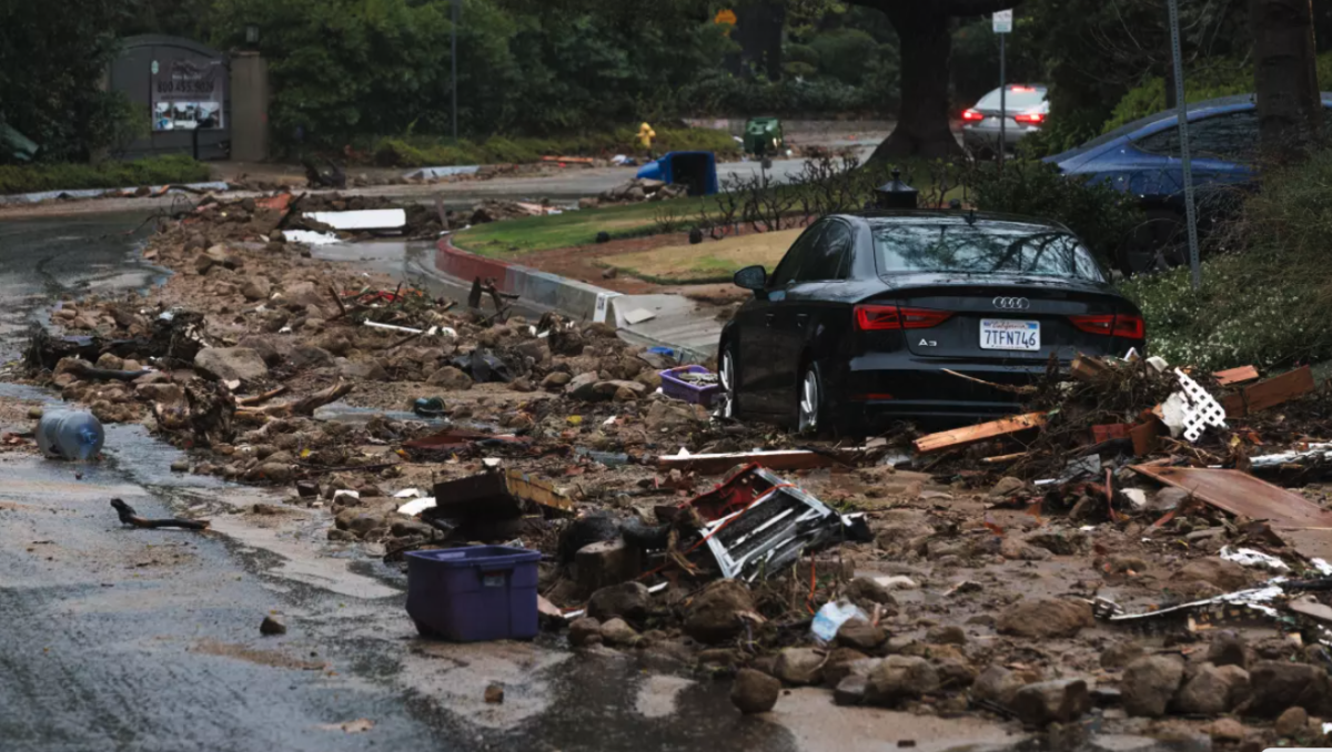 Mudflow on city street