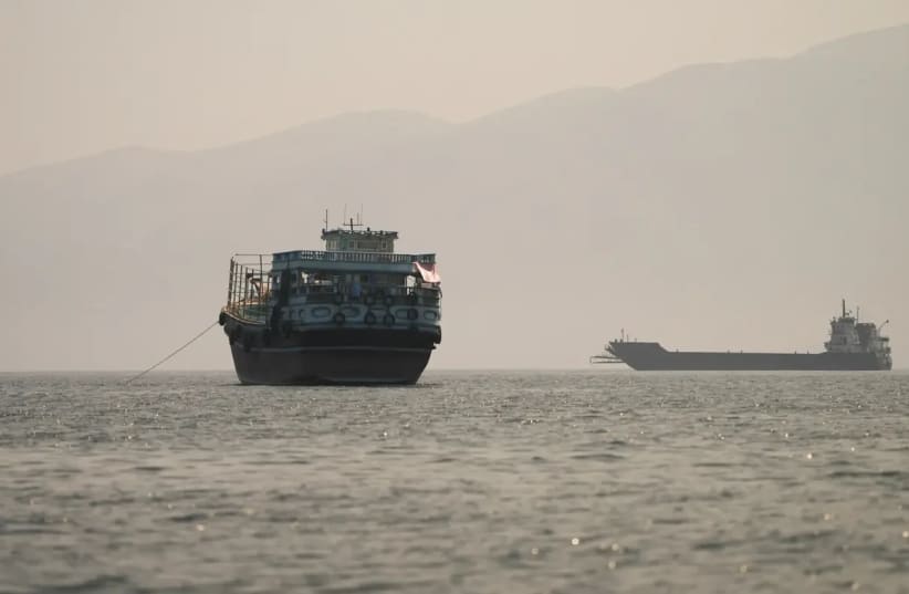 A ship in the Strait of Hormuz, June 2026