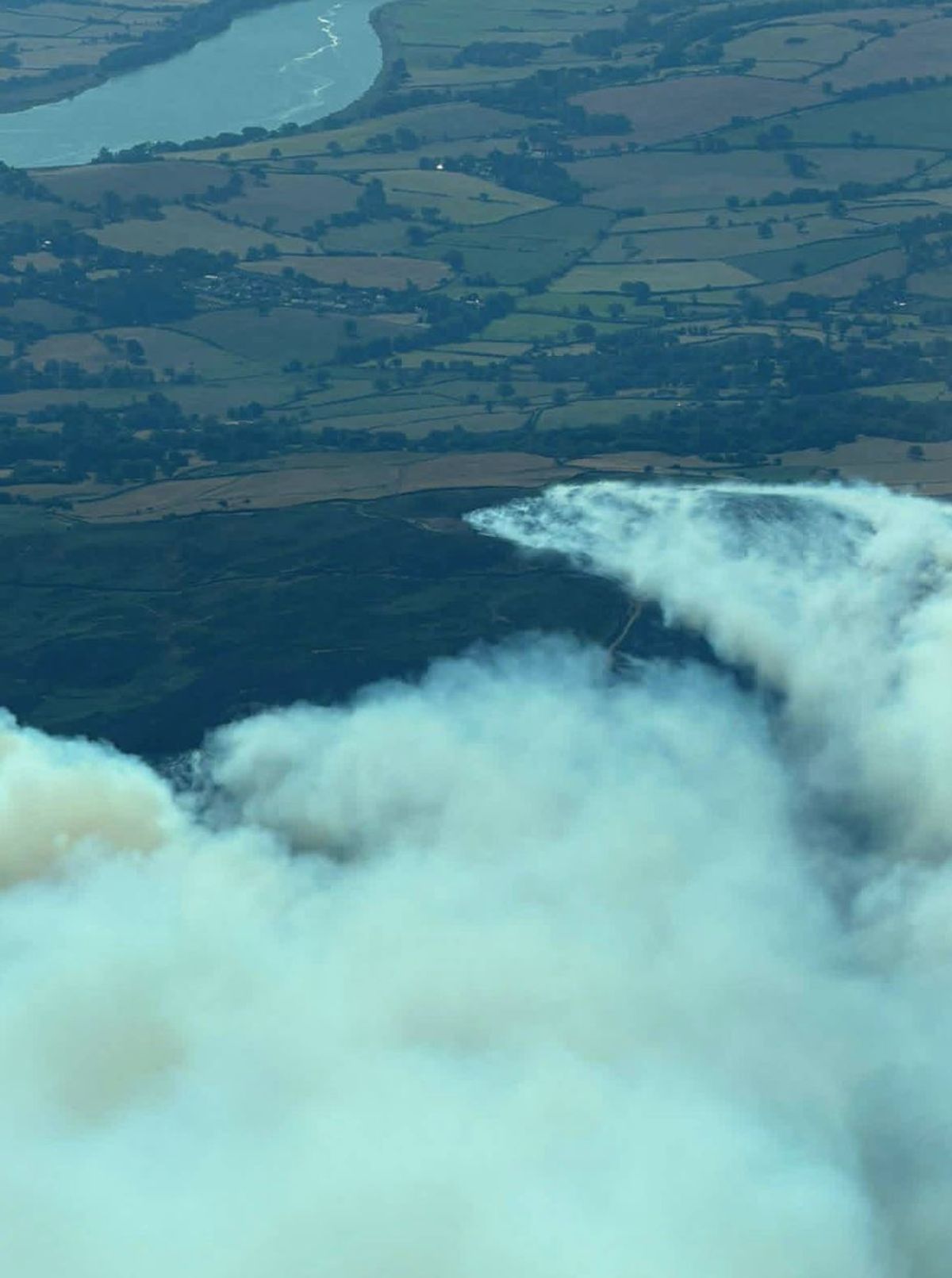 Thick smoke near Sychnant Pass on Conwy Mountain after fire broke out