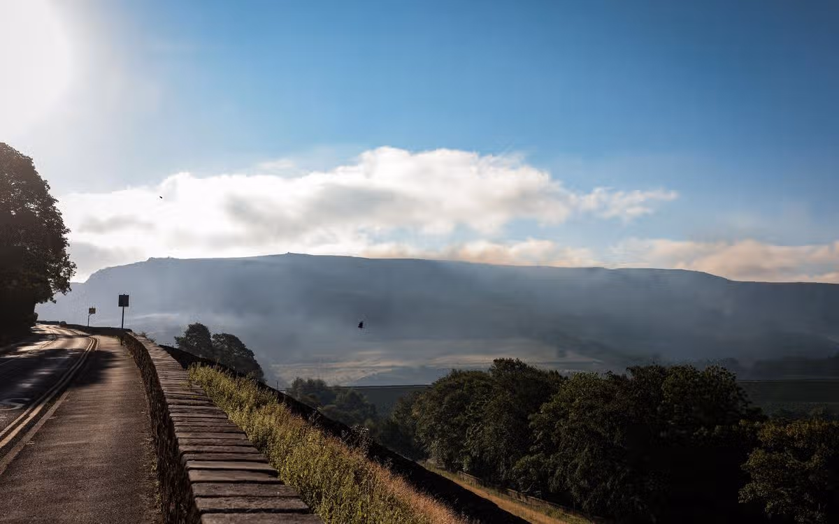 The major wildfire on the moors above Dovestones reservoir continued for a fourth consecutive day
