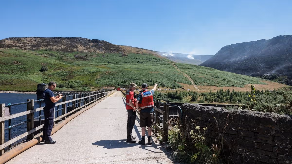 Specialist crews assess the area