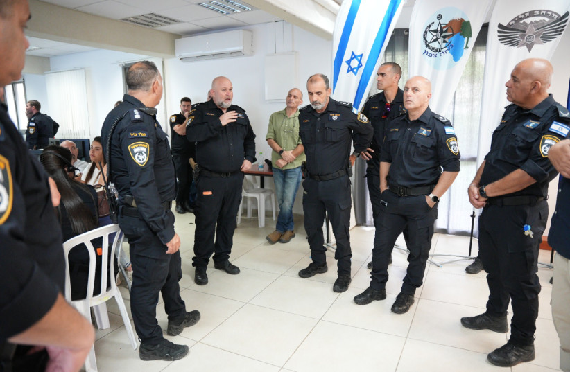 Israel Police Commissioner Daniel Levy and others conduct a meeting to discuss current police operations against Arab sector organized crime. Image released on July 7, 2026.