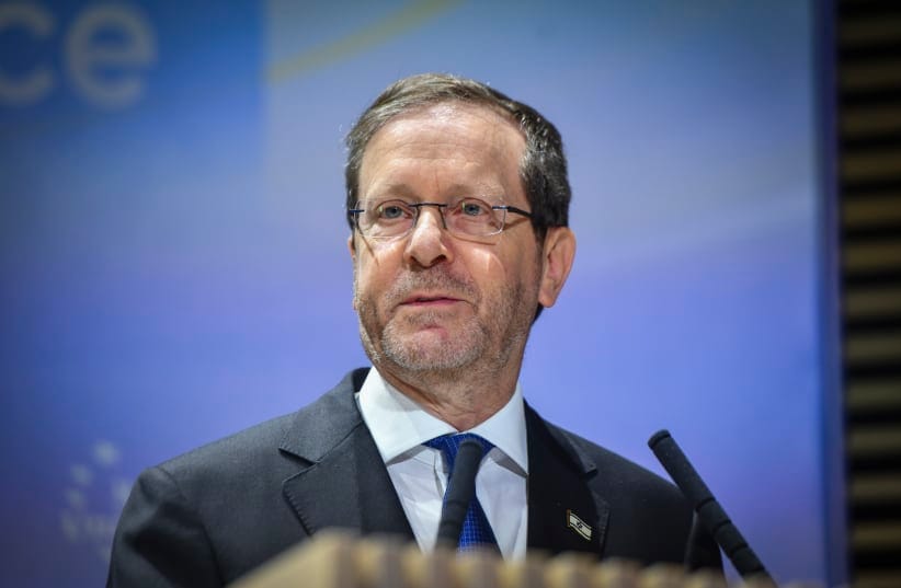 President Isaac Herzog speaks at a conference in Herzliya, June 30, 2026.