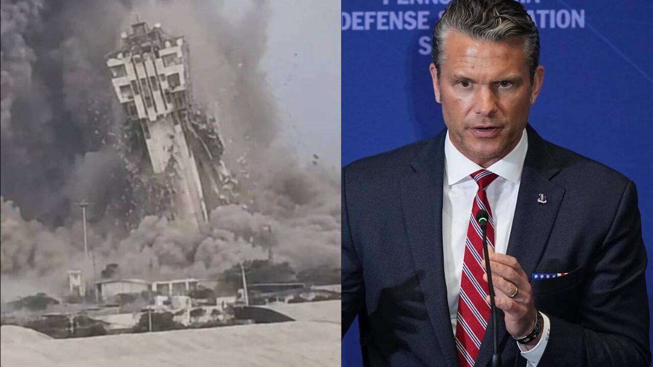 Pete Hegseth: US war secy Pete Hegseth shares photo of Chabahar port tower collapsing amid strikes in Iran