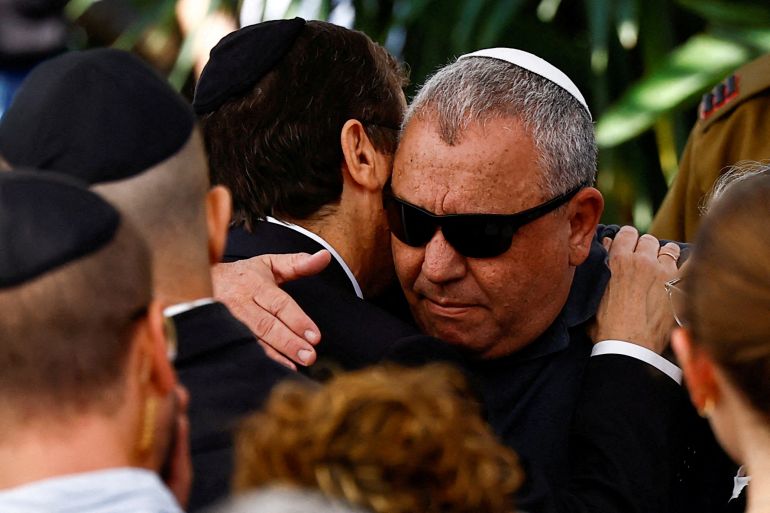 Former Chief of Staff and Yashar leader Gadi Eizenkot attends the funeral of his son Gal Meir Eisenkot, 25, who was killed while taking part in the genocide on Gaza