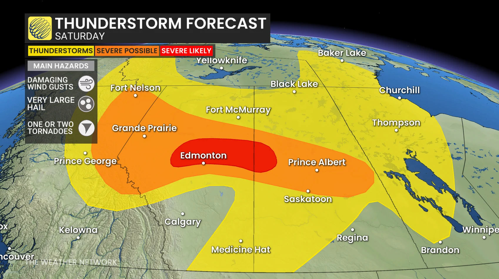 Prairies severe storm threat Saturday - July 18, 2026