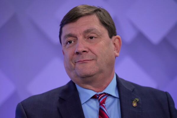 U.S. Senate candidate Troy Jackson takes part in a debate at the WCSH-6 television studio, Thursday, July 16, 2026, in Portland, Maine. (AP Photo/Robert F. Bukaty)