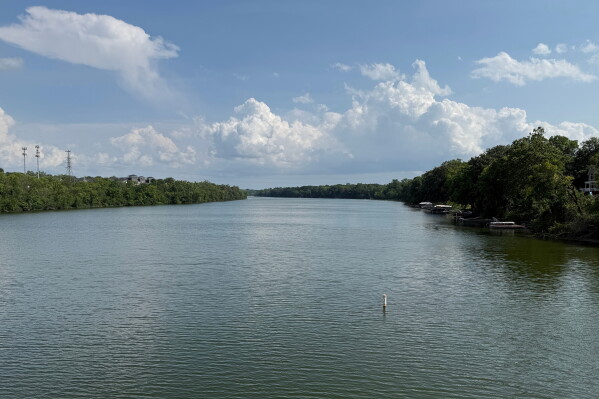 The Scioto River is seen near Hayden Falls Reserve on Tuesday, July 21, 2026, in Dublin, Ohio. (AP Photo/Patrick Aftoora-Orsagos)