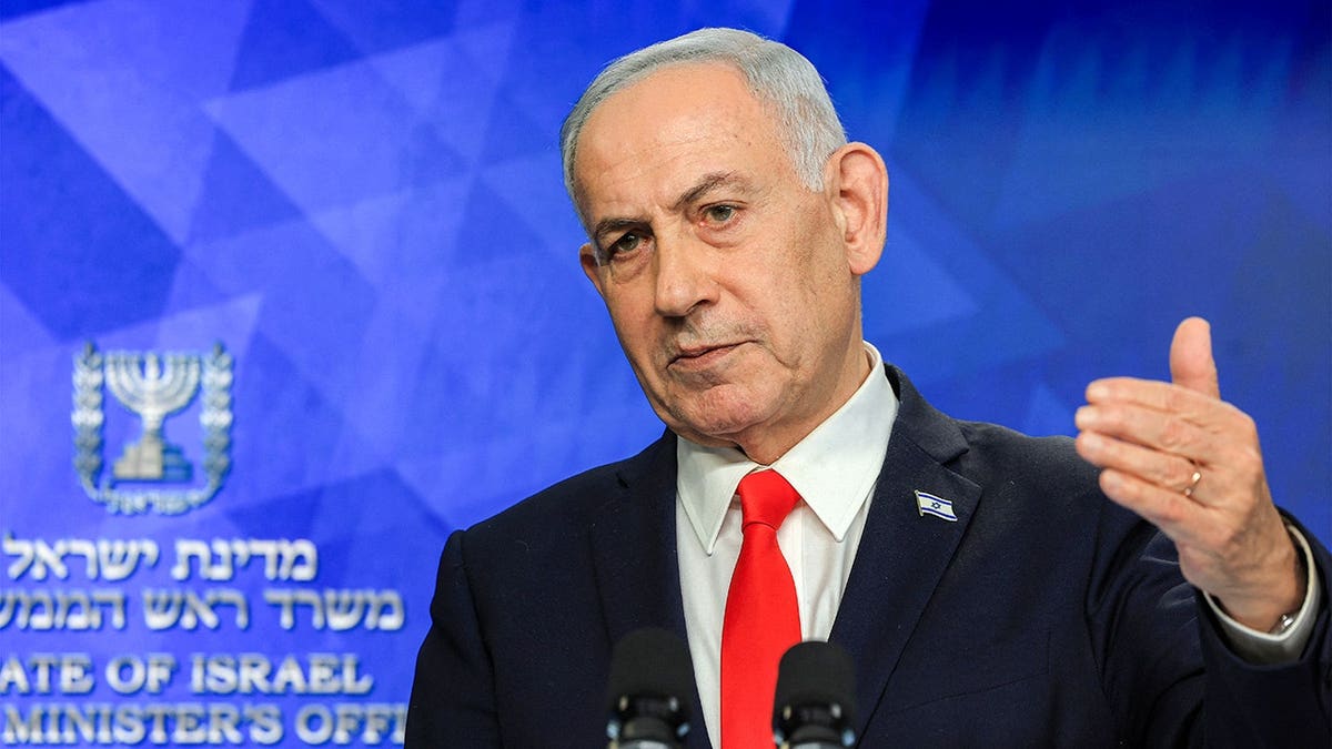 Benjamin Netanyahu speaks at a news conference in Jerusalem.