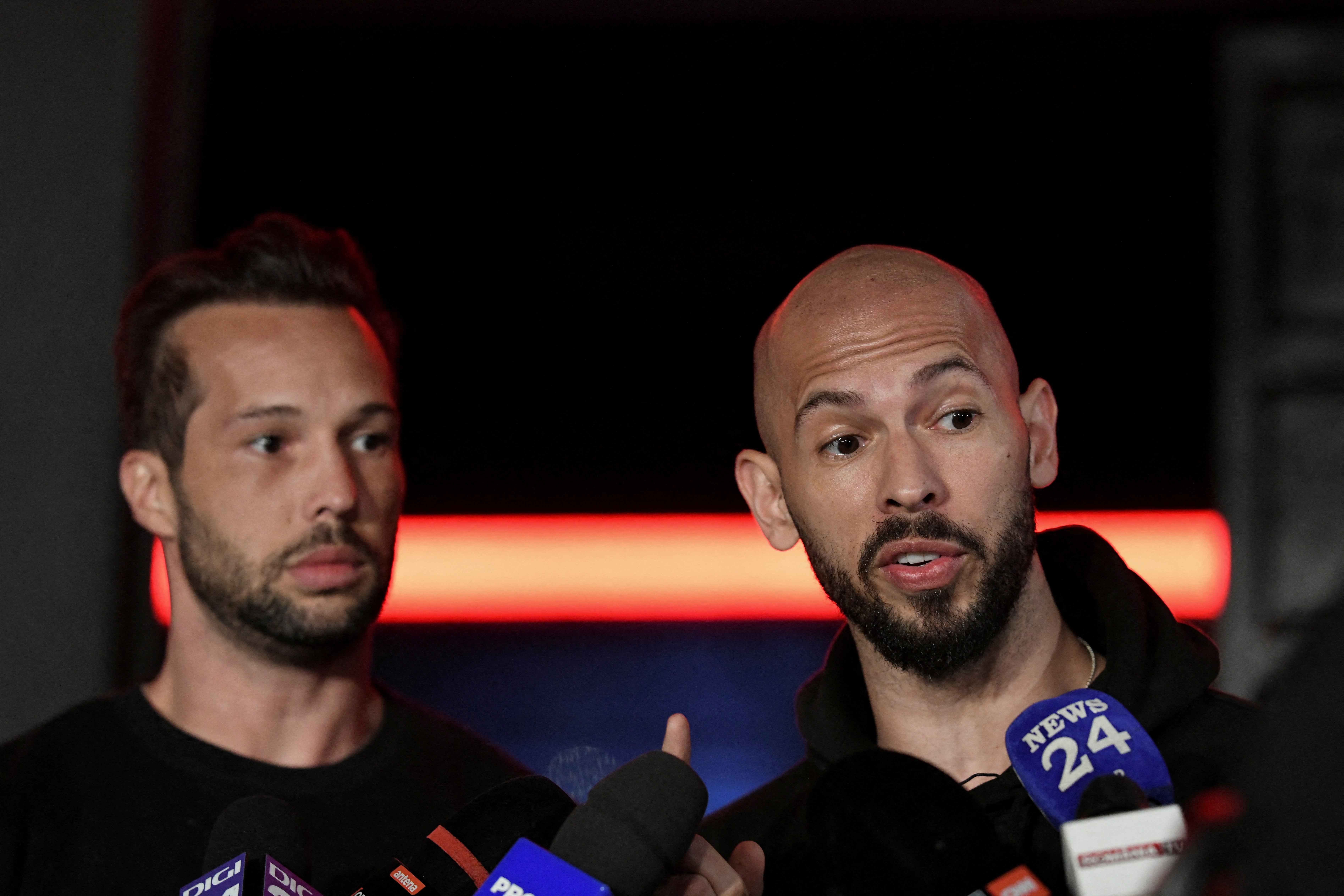 Tristan Tate (left) and Andrew Tate (right) are facing 38 additional sex abuse charges in the UK addition to 21 counts stemming from previous allegations
