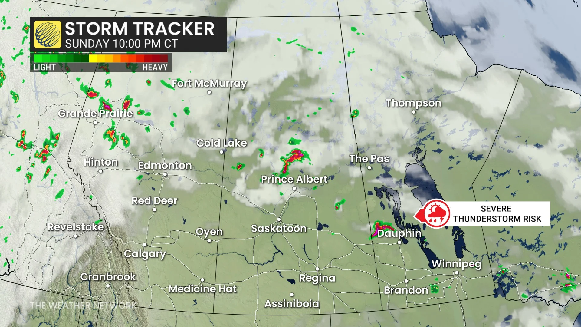 Prairies precipitation timing Sunday overnight