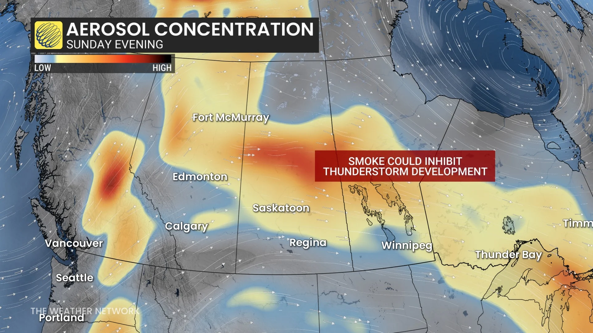 Wildfire smoke Prairies Sunday could inhibit storm development