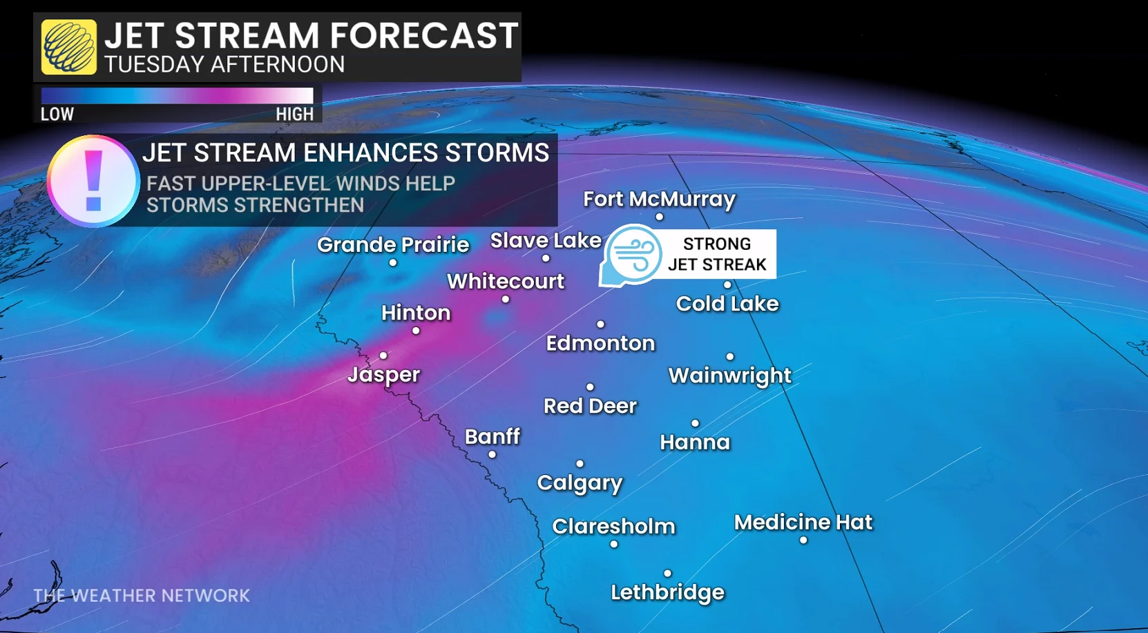 Alberta jet stream forecast Tuesday
