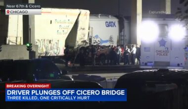 3 dead, 1 hurt after pickup truck flies off Cicero Avenue bridge amid Illinois State Police chase on Chicago's Southwest Side