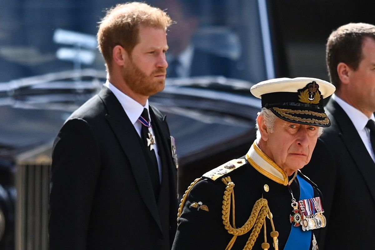 Prince Harry with his father, King Charles