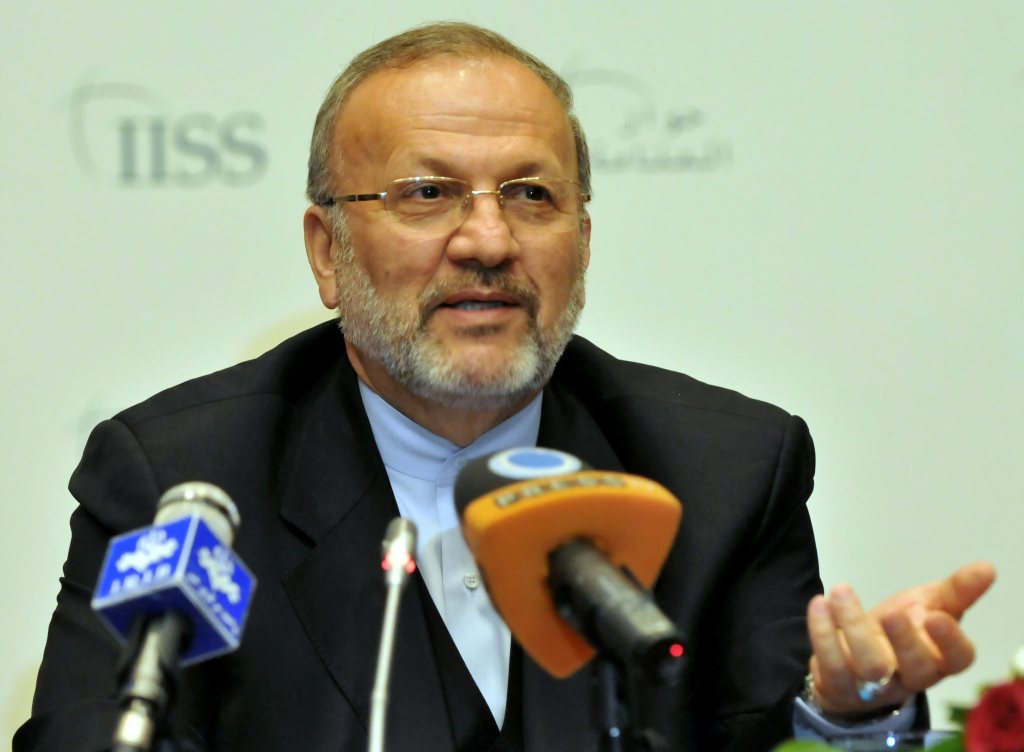 Iran's foreign minister Manouchehr Mottaki speaking during a news conference within the 7th 'Manama Dialogue' security conference in the Bahraini capital Manama.