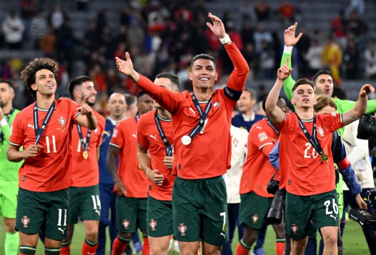 Cristiano Ronaldo celebrates the Nations League win over Spain