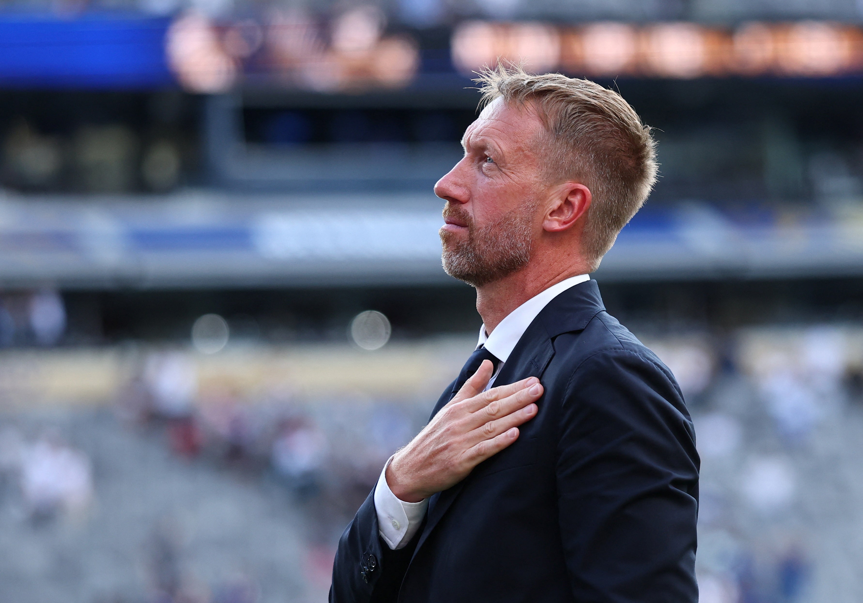 Graham Potter salutes the Swedish fans after full-time