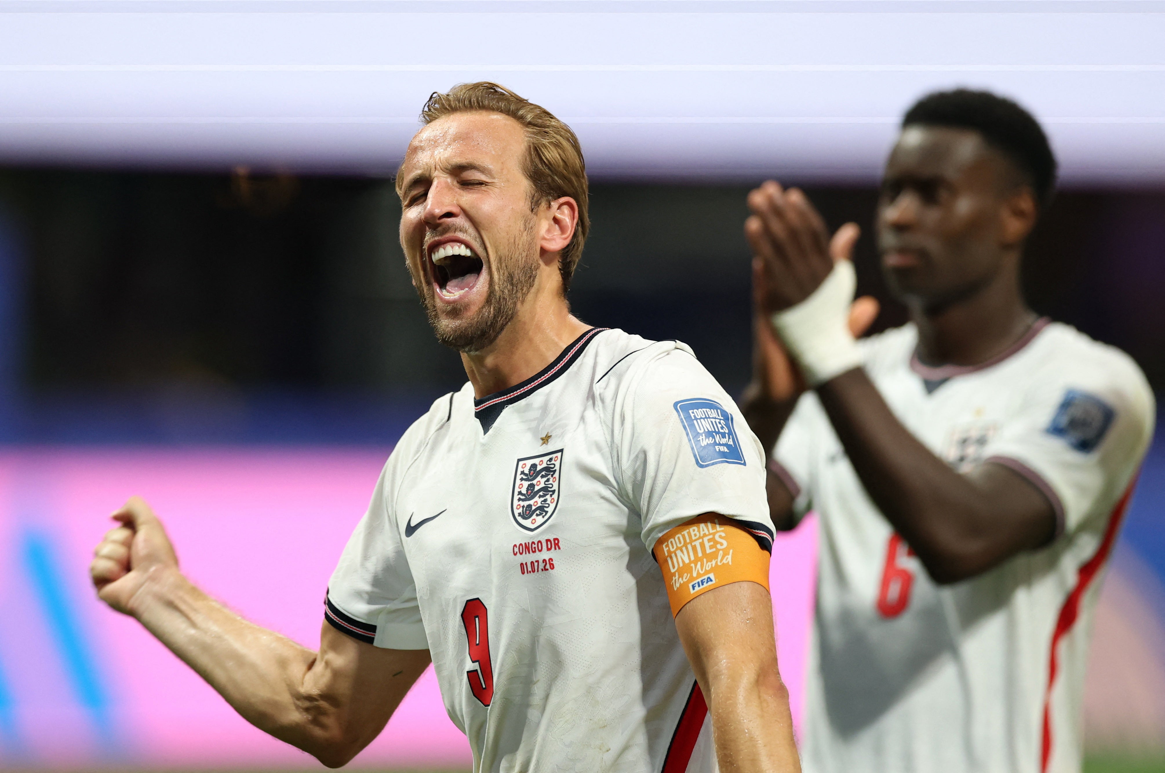 Kane celebrates against DR Congo
