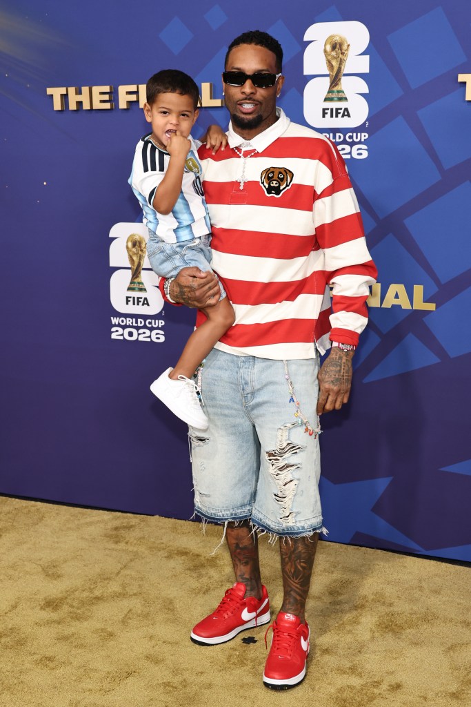 Odell Beckham Jr. and his son attend the 2026 World Cup Final