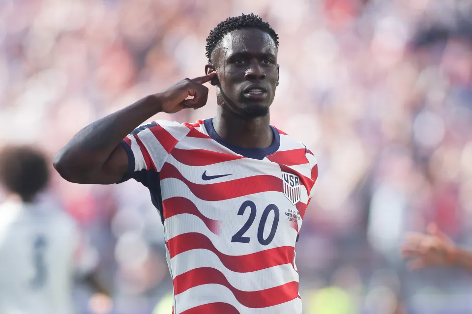 Folarin Balogun 20 of the United States celebrates his goal during the FIFA World Cup 2026 Round Of 32 match between USA and Bosnia and Herzegovina at San Francisco Bay Area Stadium on July 1, 2026 in Santa Clara, United States.