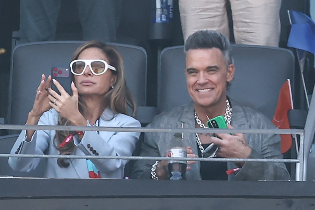 Robbie Williams and wife Ayda Field attend the 2026 World Cup Final