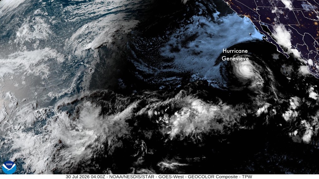 A satellite image showing Hurricane Genevieve 