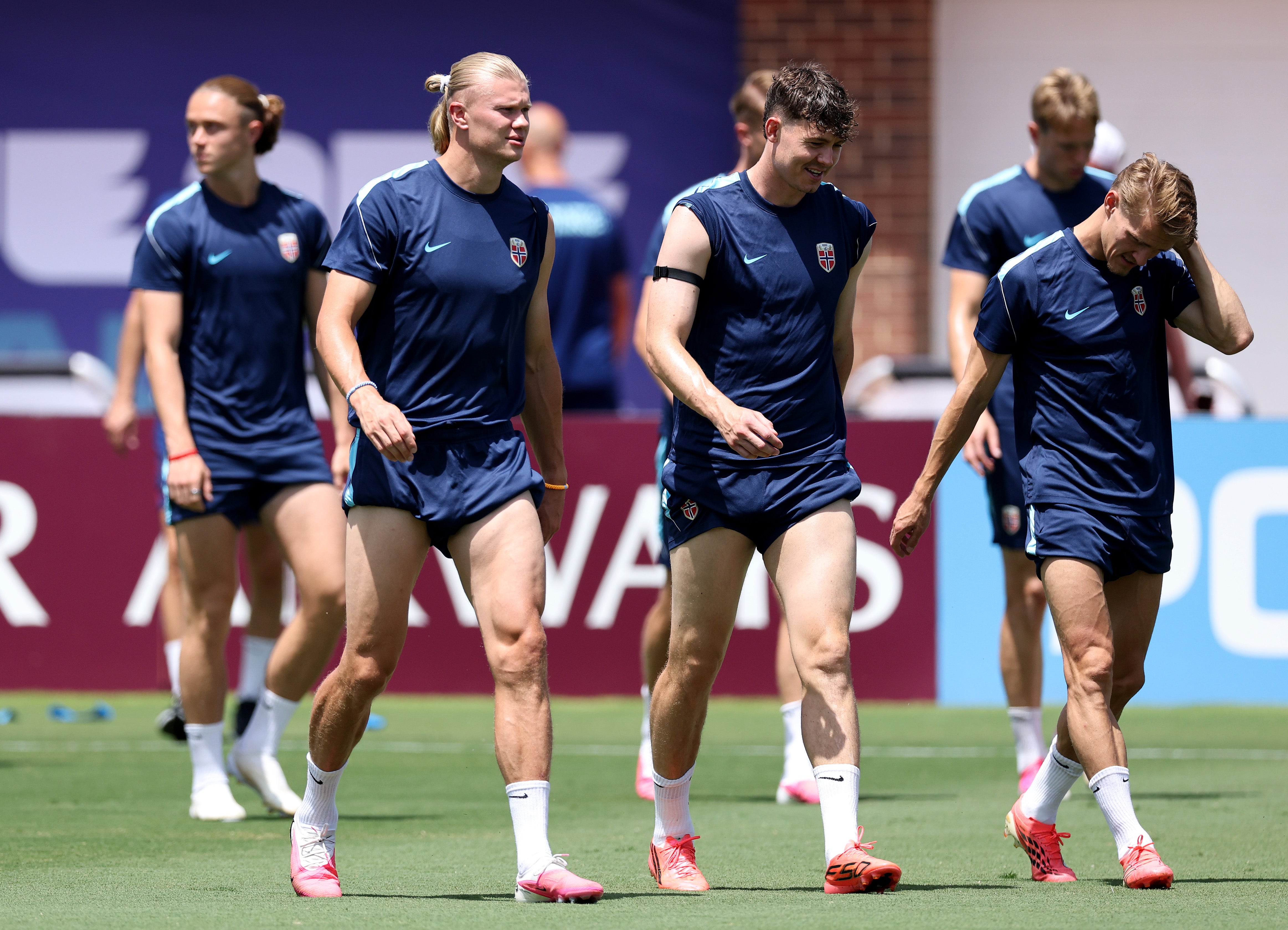 Norway players in training ahead of their last-32 game