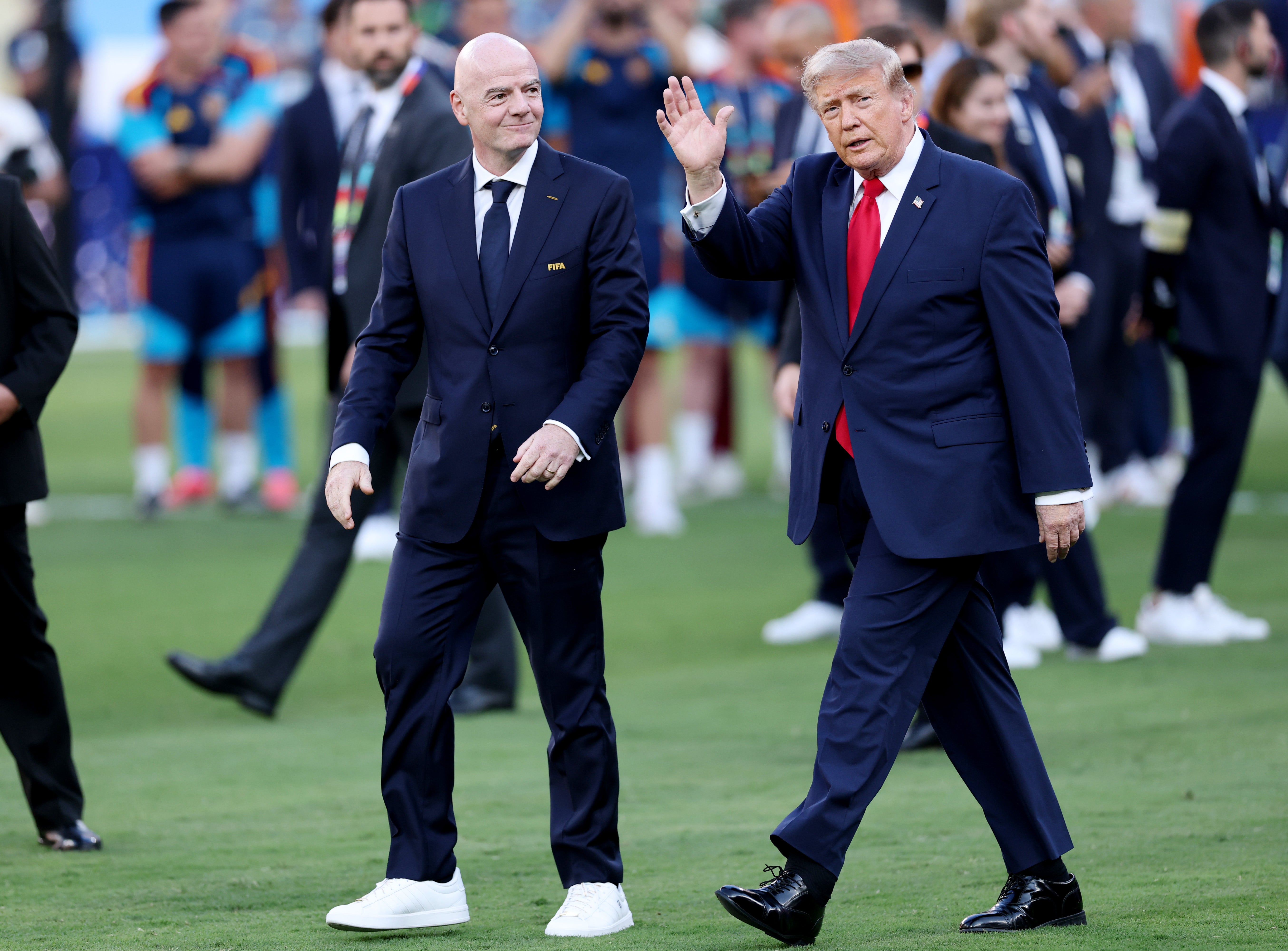 Donald Trump and Gianni Infantino were booed as they entered the pitch