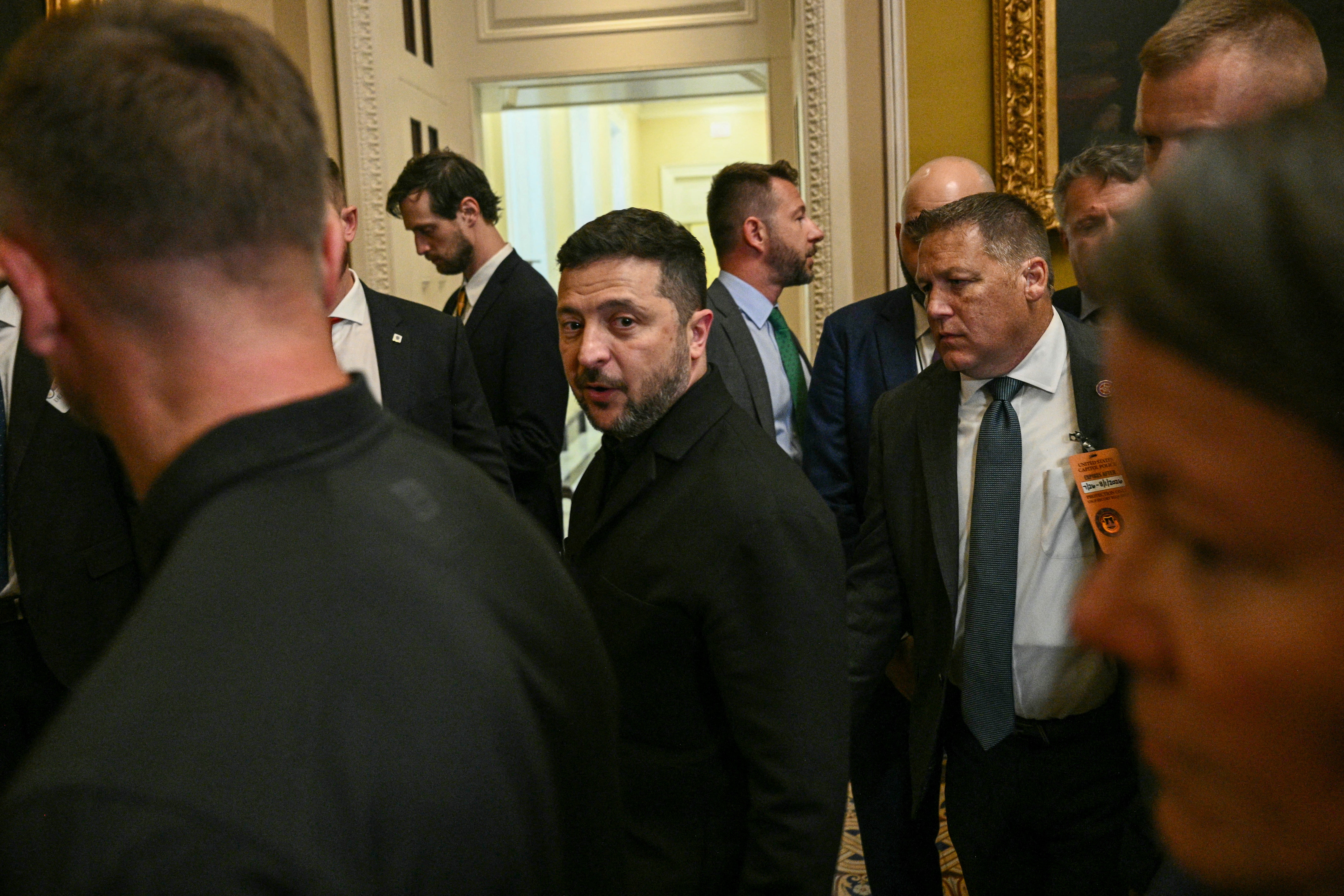 Ukrainian president Volodymyr Zelensky leaves after a meeting with US senators at the US Capitol in Washington, DC, on 28 July 2026