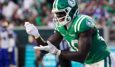 Former Saskatchewan Roughriders receiver Ajou Ajou reinstated with conditions by CFL, joins Calgary Stampeders