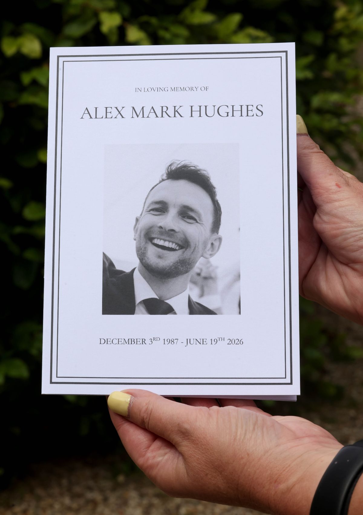 The order of service at funeral of Alex Hughes